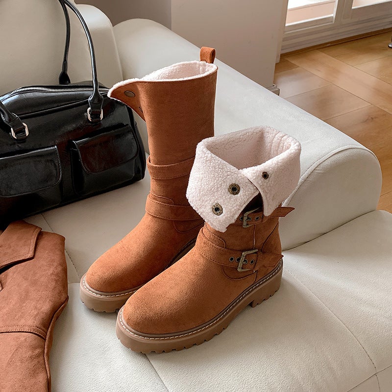 Waste Soil Wind Early Autumn Boots Brown Two-Wear Folding Martin Boots Women'S New Short Boots Western Mid-Tube Ankle Boots For Children - Image 1